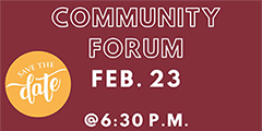 Save the Date -  Community Forum February 23, 2023 at 6:30 at ALHS 