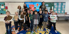 Redwood third and fourth grade gifted students with Cathy Brady and Dobama Theatre representatives