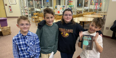 Westview Elementary Student Council Members smile for a picture after a BOE meeting