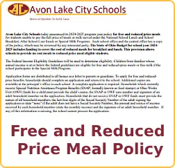 Free and Reduced Meal Policy