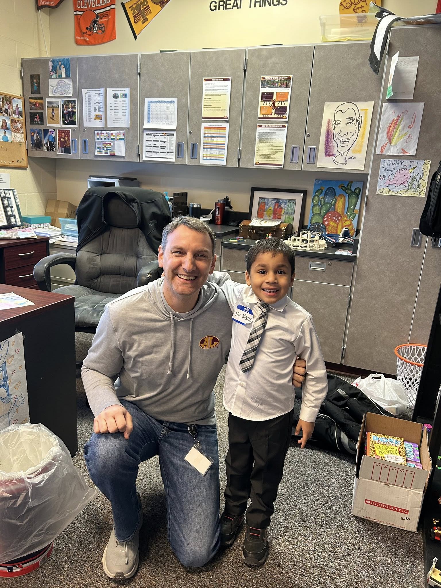 Principal Nick Moore with student