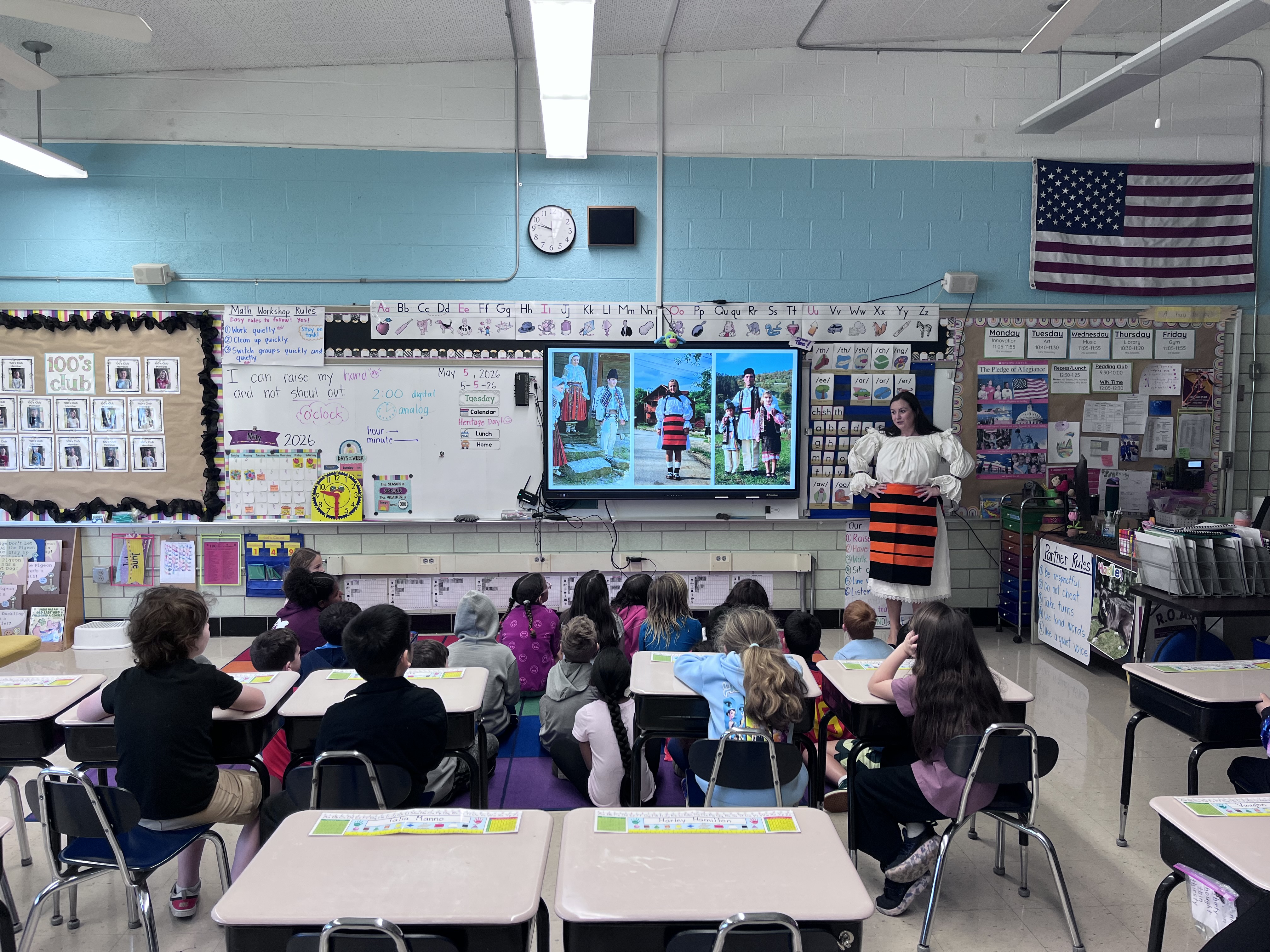 Parent volunteer presents on the country of Romania