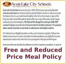 2026-2027 Free and Reduced Meal Policy