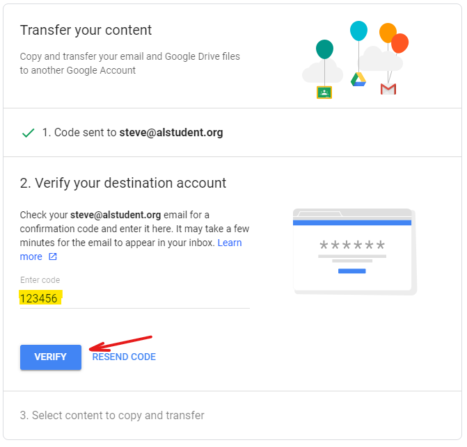Verify Option Screenshot