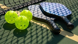 Pickle Ball Rackets on a Court