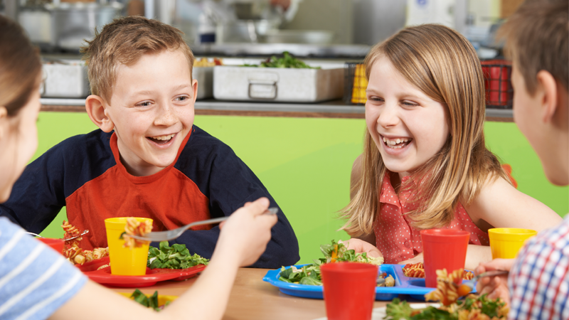 Children Eating their School Lunch