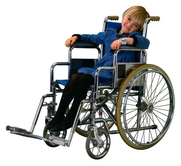 Smiling young girl in wheelchair