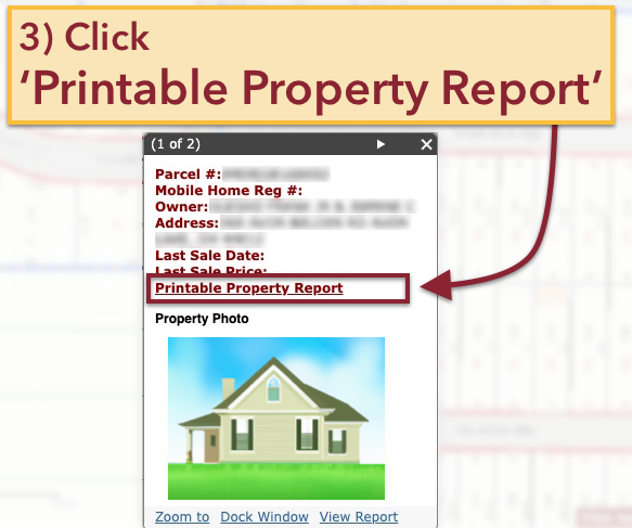 Instructions: Click 'Printable Property Report'